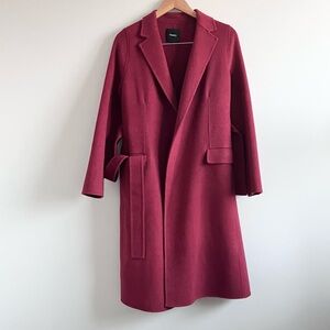 Theory Women's Belt Coat Winsome 2 burgundy size Large wool and cashmere